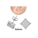 Sterling Silver Micropave Stud Earrings Kite Shape