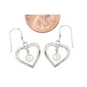 Dangle Earrings White Pearl Open Heart Design .925