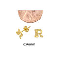 Letter R 10k Yellow Gold Initial Earrings Laser Cu