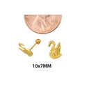 Swan Stud Earrings 10k Yellow Gold with Screwbacks