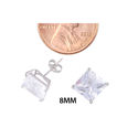 14k White Gold Square CZ Cubic Zirconia Stud Earri