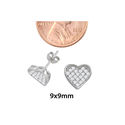 Sterling Silver Micropave Heart Stud Earrings Whit