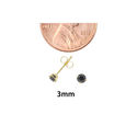 10k Yellow Gold Round Black CZ Stud Earrings Cubic