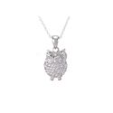 Sterling Silver Owl Necklace Small Pendant Clear C