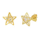 10k Yellow Gold CZ Star Stud Earrings Cubic Zircon