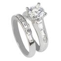 Bridal Ring Set High Polish Sterling Silver 7mm Cu