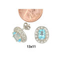 Blue Topaz Gemstone Stud Earrings 925 Sterling Sil