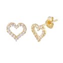 14k Yellow Gold CZ Heart Stud Earrings 7mm