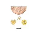 Round Citrine Stud Earrings Basket Set 14k Yellow 