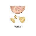 CZ Heart Stud Earrings 10k Yellow Gold Laser Cut w