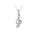 Sterling Silver Music Note Pendant Necklace Clear 