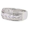 Womens Sterling Silver Ring Cubic Zirconia 3 Row B