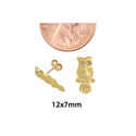 Owl Stud Earrings 10k Yellow Gold with Pushbacks 1