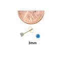 10k Yellow Gold Round Blue Topaz CZ Stud Earrings 