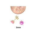 10k Yellow Gold Round Pink CZ Stud Earrings Cubic 