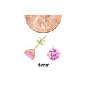 10k Yellow Gold Round Pink CZ Stud Earrings Cubic 