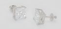 Clear CZ Stud Earrings Screwbacks Square Basket .9