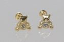 Teddy Bear Stud Earrings 10k Yellow Gold 6mm CZ Sc