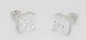 Clear CZ Stud Earrings Screwbacks Square Basket .9