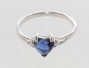 Heart CZ Ring .925 Sterling Silver Blue Sapphire C