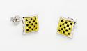 Black & Yellow Cubic Zirconia Stud Earrings 925 St