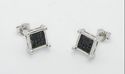 .925 Sterling Silver Black Square Cubic Zirconia S