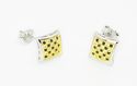 Black & Yellow Cubic Zirconia Stud Earrings 925 St