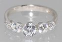 CZ Ring .925 Sterling Silver 5 Stone Clear CZ 