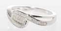 .925 Sterling Silver Swoosh Design Diamond Ring - 