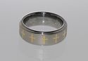 Tungsten Wedding Band Ring w Yellow Gold Plated La