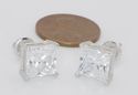 Clear CZ Stud Earrings Screwbacks Square Basket .9