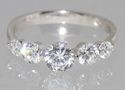 CZ Ring .925 Sterling Silver 5 Stone Clear CZ 