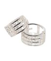 Small Huggie Earrings CZ Cubic Zirconia 3 Row .925