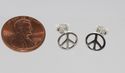 Peace Sign Earrings Sterling Silver Studs 9mm 