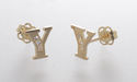 10k Yellow Gold Initial Stud Earrings Letter Y Cub