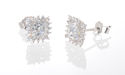 Halo Cubic Zirconia Square Stud Earrings Sterling 