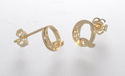 10k Yellow Gold Initial Stud Earrings Letter Q Cub