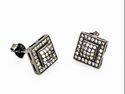 Sterling Silver Black & White Pave Cubic Zirconia 