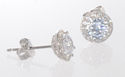 Halo Cubic Zirconia Stud Earrings Sterling Silver 