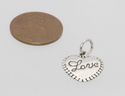 Small Heart Peart with Cursive Love Inscribed .925