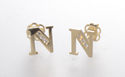 10k Yellow Gold Letter N Initial Stud Earrings Cub