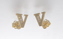 10k Yellow Gold Initial Stud Earrings Letter V Cub