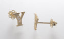 10k Yellow Gold Initial Stud Earrings Letter Y Cub