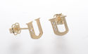 10k Yellow Gold Initial Stud Earrings Letter U Cub