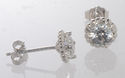 Fancy Halo Cubic Zirconia Stud Earrings Sterling S