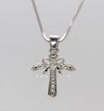 Diamond Cross Pendant Necklace .01ct 925 Sterling 