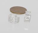 3 Row Huggie Earrings Hinged Hoops 14k White Gold 