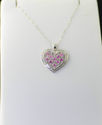 .925 Sterling Silver Pink Sapphire Diamond Heart N