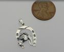 .925 Sterling Silver Horse Horseshoe Pendant Weste