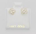 Flower Stud Earrings with Clear CZ Stud 14k Gold S